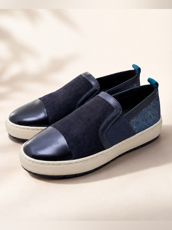 Geox Shoes - GEOX D Breeda A Slip-On Sneakers – Black Suede & Glitter – Size 37 (US 7)